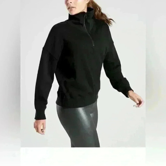 Athleta Women’s Cozy Karma 1/4 Zip Black Pullover Sweatshirt Size XS - Picture 1 of 11